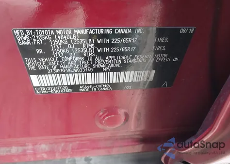 2018 Toyota Rav4 Xle z USA, uszkodzony, nr VIN 2T3RFREV6JW833149